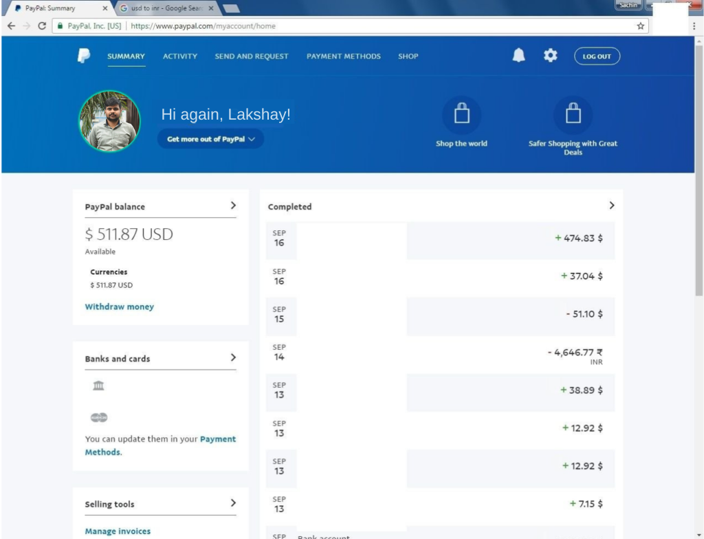 PayPal Payment Screenshot
